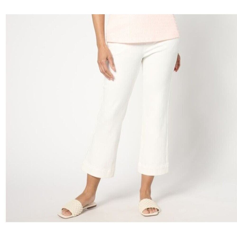 Isaac Mizrahi White Size 2 Knit Denim Crop Slim Boot Jeans A643321 NWOT
